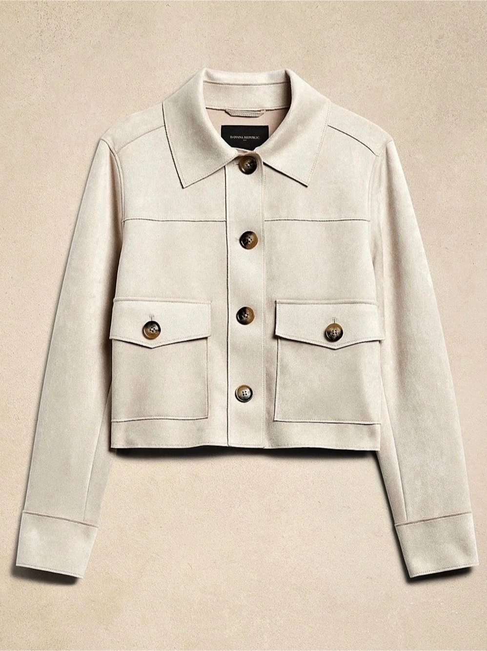 Banana Republic Selenite Crop Vegan Suede Jacket Like New